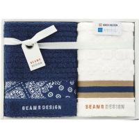 BEAMS DESIGN ラインバンダナ フェイスタオル&amp;ウォッシュタオル ネイビーブルー C5072020 | BuzzMillion