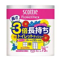 日本製紙クレシア スコッティ フラワーパック 3倍長持ち ダブル 芯あり 75m 1セット（48ロール：4ロール×12パック） | BuzzHobby