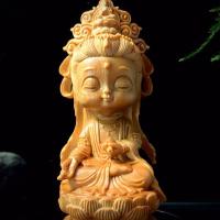 木彫り仏像 一位丸型香合仏 【虚空蔵菩薩】丑年・寅年のお守り本尊 