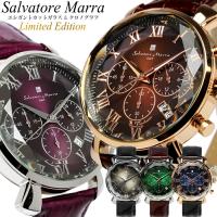 Salvatore Marra サルバトーレマーラ 腕時計 メンズ クロノグラフ 革ベルト カットガラス 限定モデル ブランド SM19104