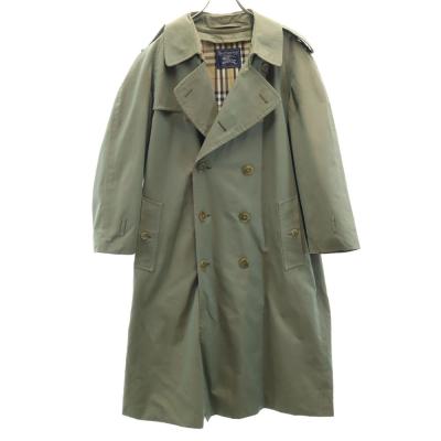 【希少】 バーバリーズ ステンカラーコート ブルー系 M 玉虫 光沢感 トレンチ BURBERRY - 英国製 ロング丈 バーバリー ビンテージ シングルトレンチ