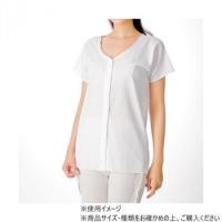 神戸生絲　婦人クレープ/前開き半袖(マジック式)LL  CH3  ワンタッチ肌着   白 | CARSBAY