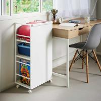 キャスター付きワゴン tower タワー 目隠しワゴン L 子供部屋 書斎 リビング 寝室 収納ワゴン スチールラック 山崎実業 正規品 1419 ホワイト | クラシモノ CDF