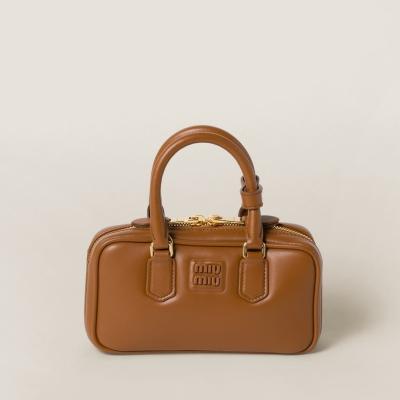 ☆美品☆ miumiu バッグ MIU MIU ハンドバッグ 5BP085 キャメル ゴールド カーフレザー