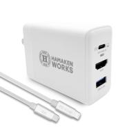 HAMAKEN WORKS（ハマケンワークス）HDMI出力対応 65W 3in1 PD充電器 ホワイト 3ポート /USB Power Delivery対応