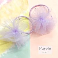 ヘアゴム リボン チュール フラワー オーガンジー 2個 おしゃれ