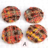 在庫処分 ボタン カボション スラブ ツイード調 平サークル 4個