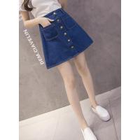 新作 デニム 前 ボタン ポケットミニ スカート Aライン キュート 美脚