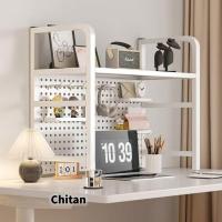 机上ラック 卓上ラック 卓上本棚 ラック棚 卓上収納 多機能 穴付き 有孔ボード 鉄製 空間活用 組立式 小物入れ 学校 オフィス 事務用品 文房具