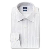 CHOYA SHIRT FACTORY スリムフィット アポロコット 長袖 ワイシャツ メンズ 形態安定加工 グレーストライプ ワイドカラー | CHOYA シャツ