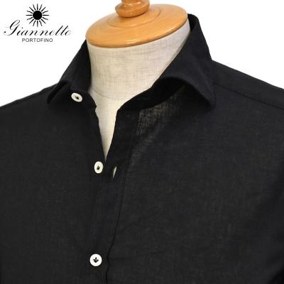 【定価4.3万】ジャンネット　リネンシャツ　麻　スリムフィット　厚手　黒　42 ジャンネット シャツ リネンのおすすめ人気商品一覧 通販 - Yahoo