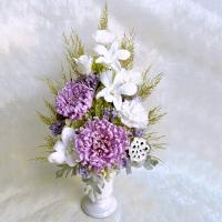 プリザーブドフラワー ブーケ 花器&タッセル付 輪菊 蓮＊ 仏花 供花 お彼岸 仏花 プリザーブドフラワー 送料無料 枯れない花 お仏壇 お供え花 お