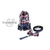 ★bonyndog★ペット犬猫リボンハーネスリードセットBlue ☆bonyndog☆ペットブルーリボンジャケットハーネスリードセット