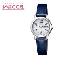 国内正規品 Wicca  KH3-410-10 ネイビー カーフ革 美錠タイプ 5気圧防水 ソーラーテック カレンダー ステンレス レディース 腕時計 | clost