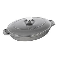 ストウブ staub オーバルホットプレート 蓋付 23cm グレー 40509-581
