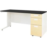 【メーカー直送】Netforce ナッツ 片袖机 スリム 3段 W1400 WH×BK×NA木目【代引不可】【お客様組立】片袖机 スチールデスク ワゴン オフィスデスク 事務机 | ココデカウ