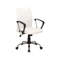 【メーカー直送】萩原 オフィスチェア ホワイト LHC-4470WH【代引不可】【お客様組立】肘付き 固定肘タイプ レザーチェア オフィスチェア オフィス家具 | ココデカウ