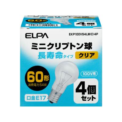 朝日電器 ミニクリプトン電球 60Wクリア4個 EKP100V54LW(C)4P