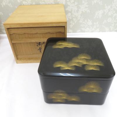 輪島塗 未使用 沈金菊文様 二段重箱 慶塚漆器工房 高級輪島塗 真