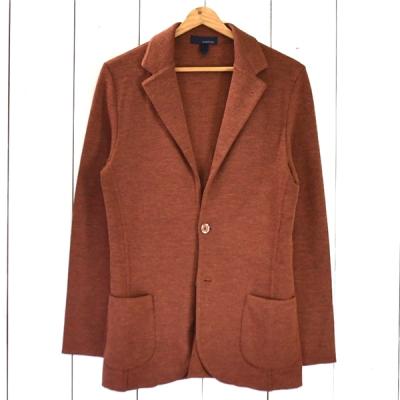 ※K.S 未使用　LARDINI ウールヘリンボン 48 ブラウン系 lardini ニットジャケット（ファッション）（色：ブラウン系）の