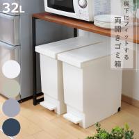 ゴミ箱 32L バタフライペダルペール ふた付き （ 45Lゴミ袋対応 45リットル袋対応 ごみ箱 32リットル 両開き 棚下 カウンター下 スリム 分別 ）