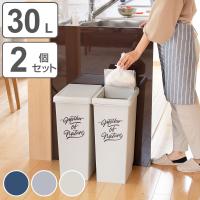 ゴミ箱 30L 同色2個セット スライドペール アースカラー （ 30リットル 30l スリム スライド蓋 ごみ箱 キッチン 分別 縦型 2個 まとめ買い セット ） | お弁当グッズのカラフルボックス