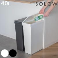 ゴミ箱 40L SOLOW 袋の交換が楽なダストボックスワイド （ ソロウ ごみ箱 40リットル ふた付き ワイド 袋交換 簡単 分別 ） | お弁当グッズのカラフルボックス