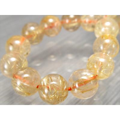 高透明 コッパールチルクォーツ ブレスレット 11mm 内径16cm｜繊細銅色