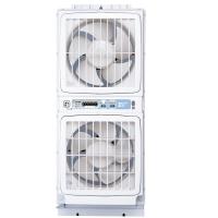 高須産業 FMT-200SM 換気扇 窓用ツインファン 窓用換気扇 羽根径 20cm プロペラファン×2 ミニリモコン付きタイプ 同時給排気 | coordiroom ヤフー店