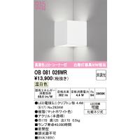 オーデリック　OB081026WR(ランプ別梱)　ブラケットライト コーナー灯 非調光 LEDランプ 温白色 マットホワイト | coordiroom ヤフー店