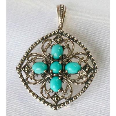 レディースブローチ（石素材：ターコイズ（トルコ石））｜レディース