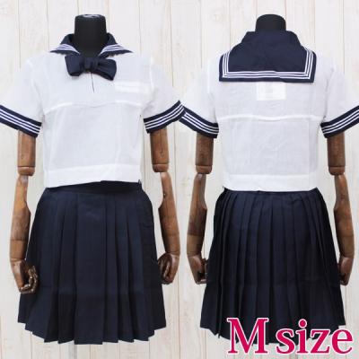 中学セーラー服　夏、冬用　本物 p35 愛知県 鳴海中学校 夏服セーラー服+冬服スカート??+リボン