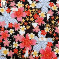 桜 ちりめん 生地 うさぎ 金彩 はぎれ 和柄 カットちりめん 35cm×33cm