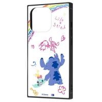 iPhone 13Pro ケース ディズニー リロ＆スティッチ 落書き 耐衝撃ハイブリッドカバー KAKU 四角 スクエア かわいい 可愛い おしゃれ オシャレ キャラ | CROSS ROAD Yahoo!店