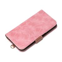iPhone15ProMax 手帳 ケース ピンク シンプル 無地 保護 カバー シンプル カード 収納 ポケット ストラップホール マグネット | CROSS ROAD Yahoo!店