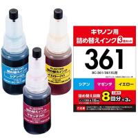 エレコム BC-361用 詰め替えインク CANON シアン・マゼンタ・イエロー 3個パック 8回分 専用工具付属 ELECOM | CROSS ROAD Yahoo!店