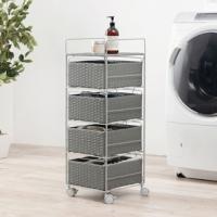 (3/25限定クーポン有)メーカー直送 RAN-2434GY 萩原 ランドリー収納 幅約30cm 4段収納 グレー | 生活家電ディープライス ヤフーショッピング店
