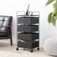 ランドリー収納 幅約40cm 4段収納 ダークブラウン 萩原 RAN-2435DBR メーカー直送 | 生活家電ディープライス