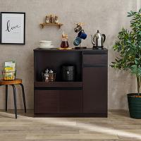 キッチンカウンター 食器棚 キッチン収納 幅89cm 萩原 ダークブラウン VKC-7150DBR メーカー直送 | 生活家電ディープライス
