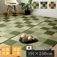 イケヒコ 【代引不可】 純国産 い草ラグカーペット 「ブロック2」 グリーン 約191×250cm 8220830 [H030519] | DAISHIN工具箱