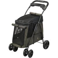 【在庫有・即納】GEX ジェックス わんわんカート 中型犬用 モスグリーン ペット用カート 犬用カート ドリンクホルダー付き 耐荷重25kg以下 ペットカート | ダイユーエイト.com ヤフー店