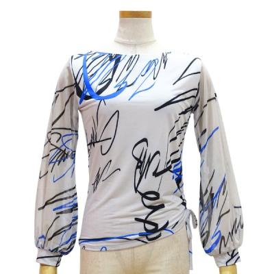 Lサイズ】JOAN 新品社交ダンス 赤花柄ヒョウ柄ミックス カットソー