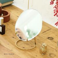 ブラス スタンドミラー S 丸 メイクミラー おしゃれ かわいい シンプル 北欧 モダン フレームレス 真鍮スタンド 卓上ミラー | Dapper-s.Room