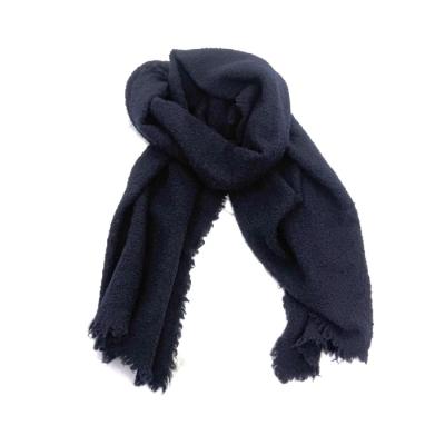 Faliero Sarti モダール カシミヤ 無地 マフラー ストール ネイビー