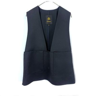 ドゥロワー　ジレ　フリンジ　ロング　コットン　上品　ネイビー　S b458a4a93d8b6b4402ba15447a147c