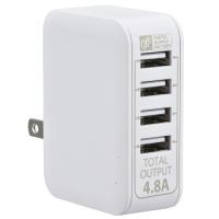 OHM ACアダプター　USB電源タップ　4ポート　ホワイト/MAV-AU48-W | DCMオンライン