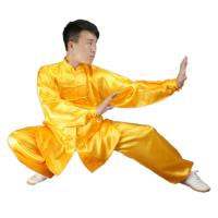 カンフー コスプレ 衣装 大きめ 太極拳 中国拳法 少林寺 格闘家 パフォーマンス コスチューム (黄色) | であいざかどっとびず