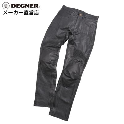 DEGNER 生活防水バイクパンツ ブラック 膝プロテクター付き DEGNER バイク用パンツ ライトオンス デニム 本革ヒートガード