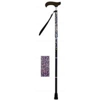 ウェルファン 夢ライフステッキ スリムネック折畳スリムタイプ(柄) リーフネイビー(9735) 杖 ※メーカー(ウェルファン) 直送(介護用品) | デジ倉