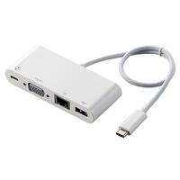 ELECOM ドッキングステーション Type-C接続 USB・VGA・LANポート搭載 PD対応 長さ0.3m ホワイト DST-C10WH | 電材堂ヤフー店